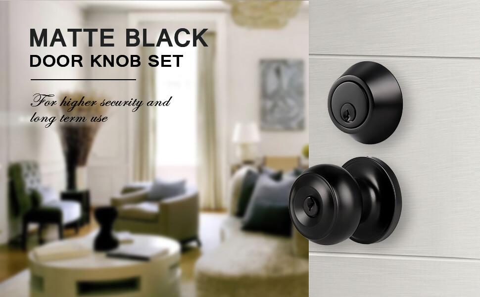 Entrance Door Knob Front Door Knob and Deadbolt Set, Keyed Alike, Double Keyed Deadbolt with