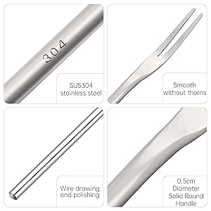 Long Handle 2-Tine Fruit Forks, 8.7 Inch Round Solid Handle Picks Forks for Jar