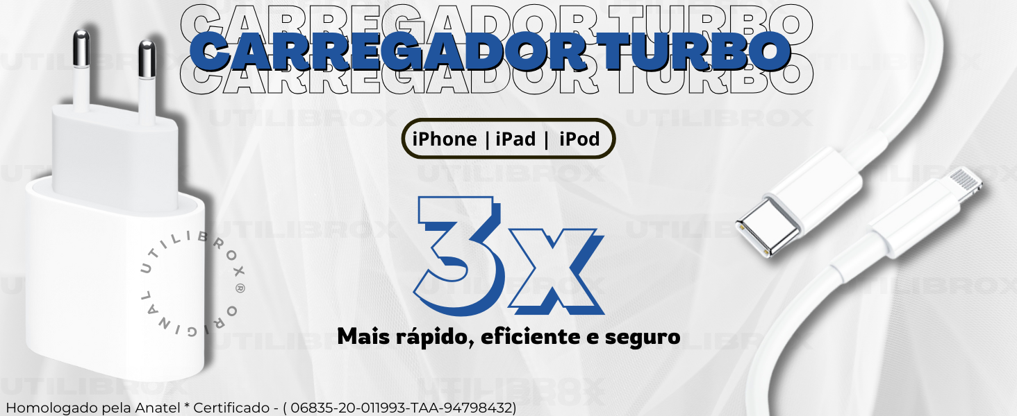 carregador para iphone, carregador de iphone, carregador turbo iphone