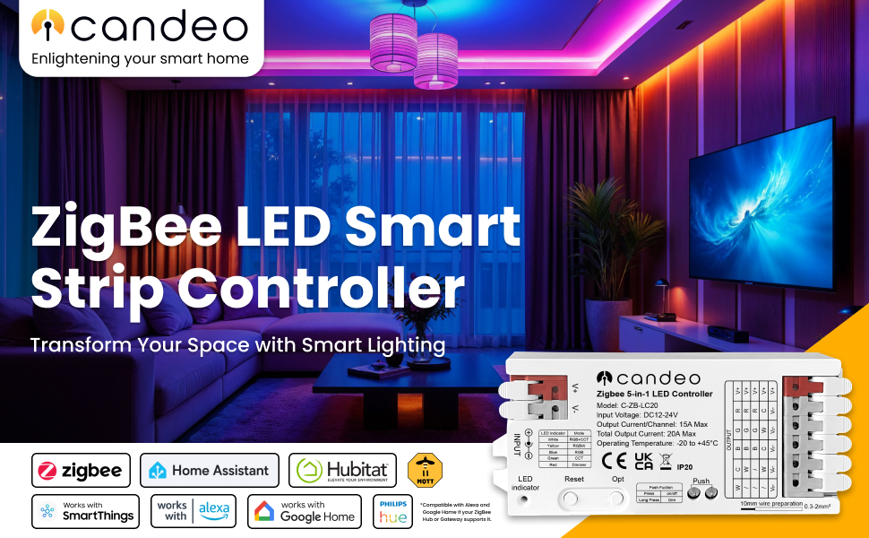 ZigBee LED Strip Controller Compatible with Home Assistant, Hubitat, Philips Hue