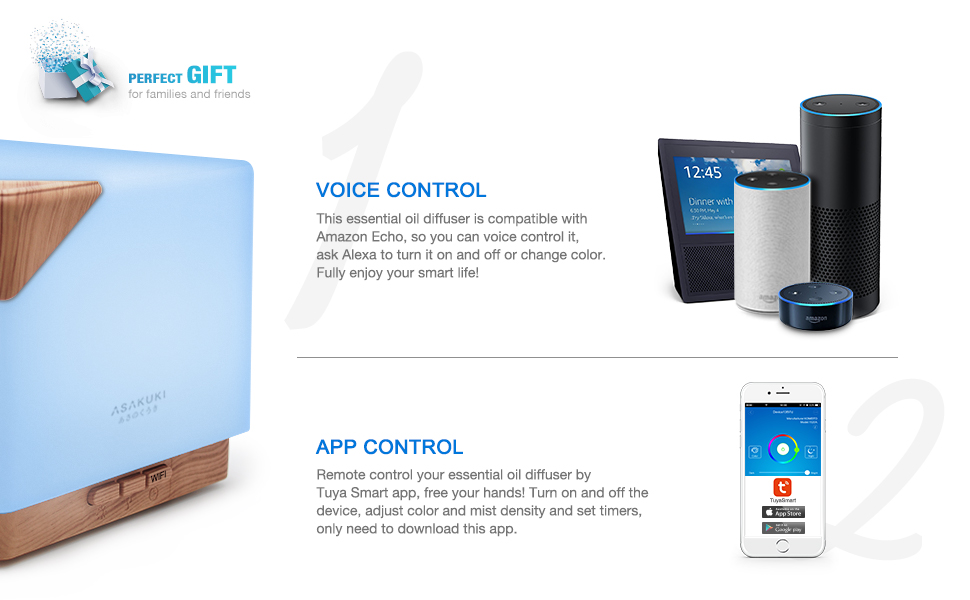 ASAKUKI Smart WiFi Essential Oil Aromatherapy Diffuser