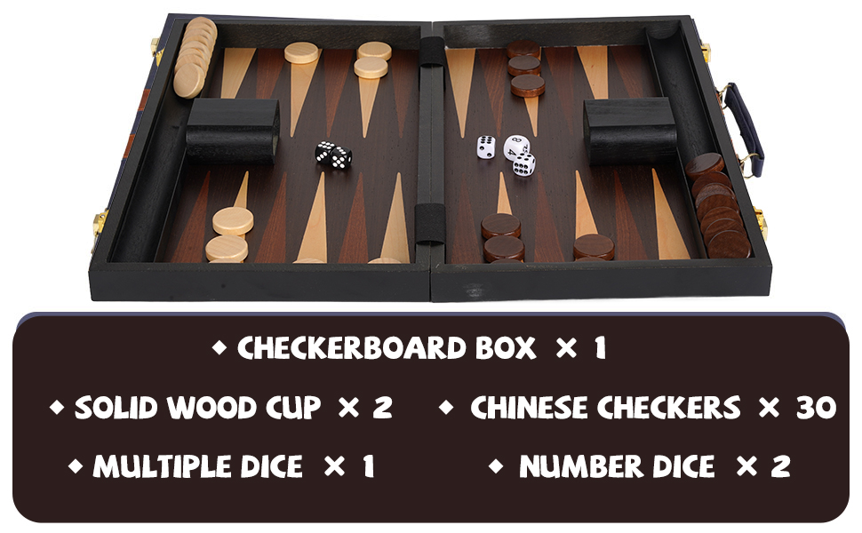 15" Wooden Backgammon Board Game Set