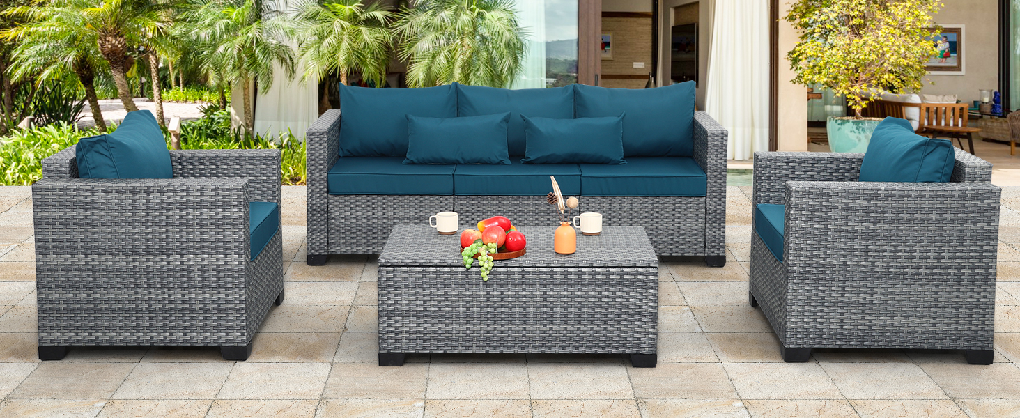 patio furniture set with storage table
