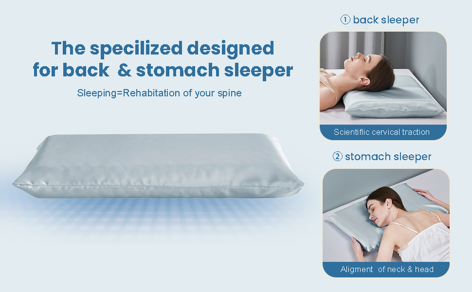 Tiooii Thin Memory Foam Pillow for Stomach and Back Sleeper