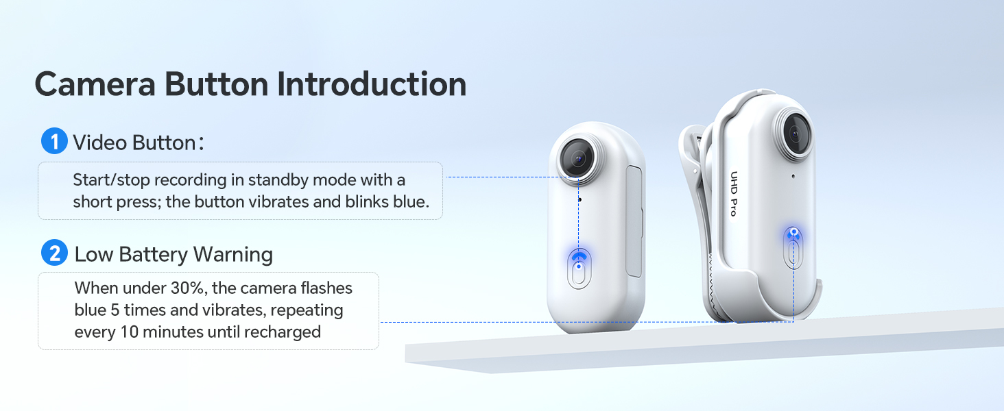 BOBLOV W4 2K Mini Body Camera, Wearable 128GB Camera with 360°Rotatable Clip & Magnetic Clip, 120 Minutes for Recording, Easy to Use and Take for Lecture, Traveling and Outdoors Activities (WT128GB) 23 Button Introduction