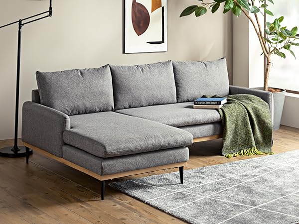 カウチソファー　幅165 グレー カウチソファ カウチソファー 3人掛け 幅237cm L字 コーナー