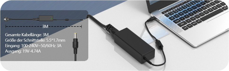 90W Acer Laptop Ladekabel Netzteil für Acer Aspire 3 5 E15 E17 ES15 V5 V3 E3 E5 F5 F15 5750G ...