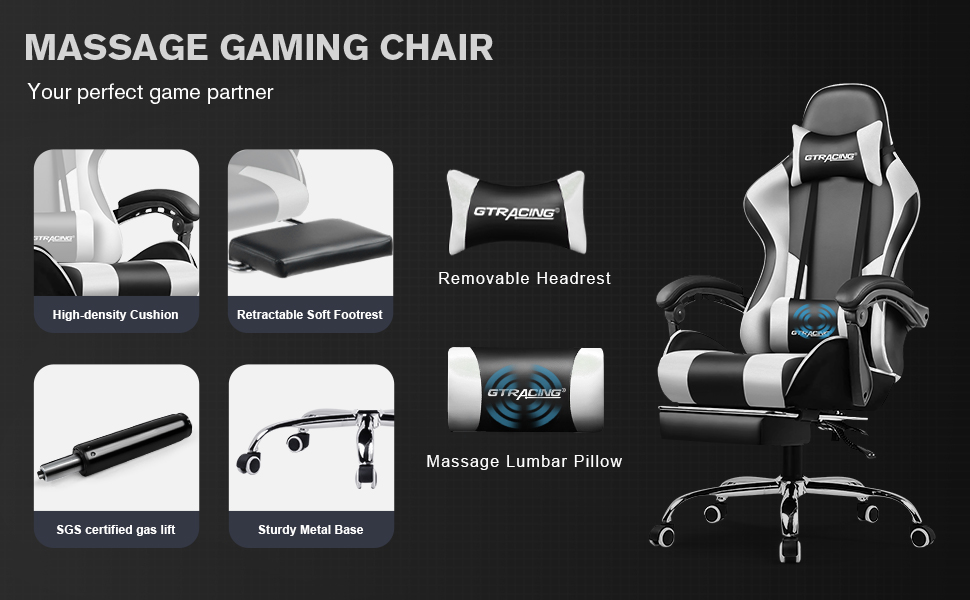 GTRACING Gaming Chair, Computer Chair with Footrest and Lumbar Support