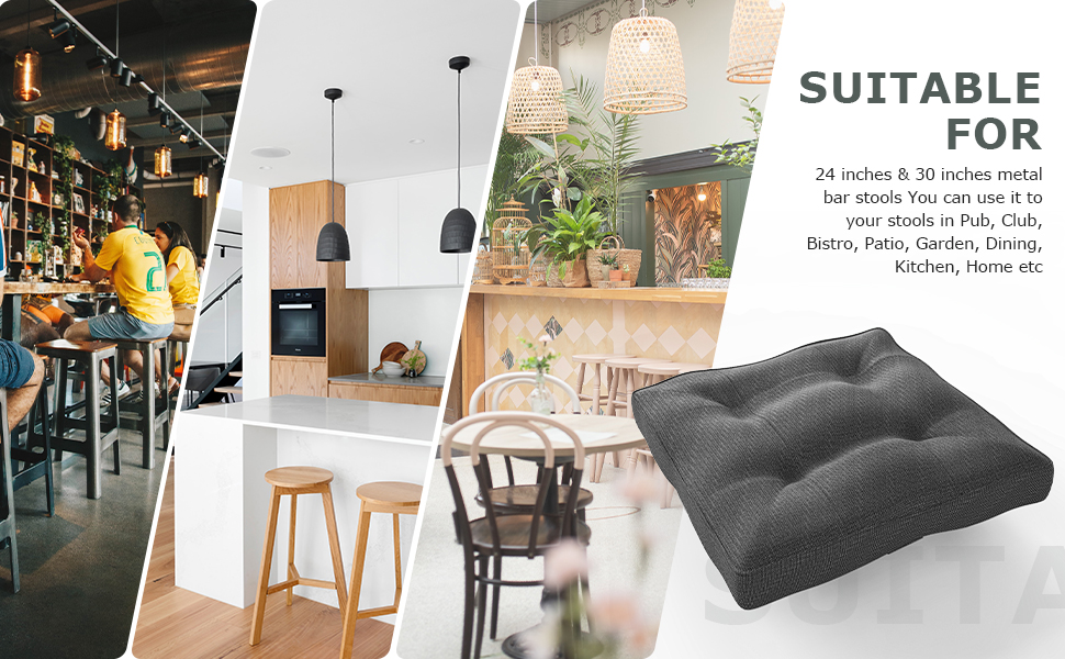 Cooskin Metal Bar Stool Cushion Set of 4, Soft 12 Inches