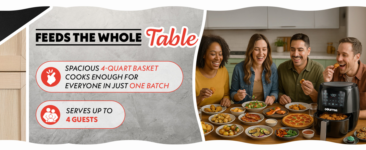 Family using digital air fryer to make guilt-free meals together