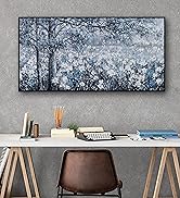 Wall Art Framed Artwork Blue And Gray White Tree Flower Landscape Decor Modern Canvas Wall Prints...