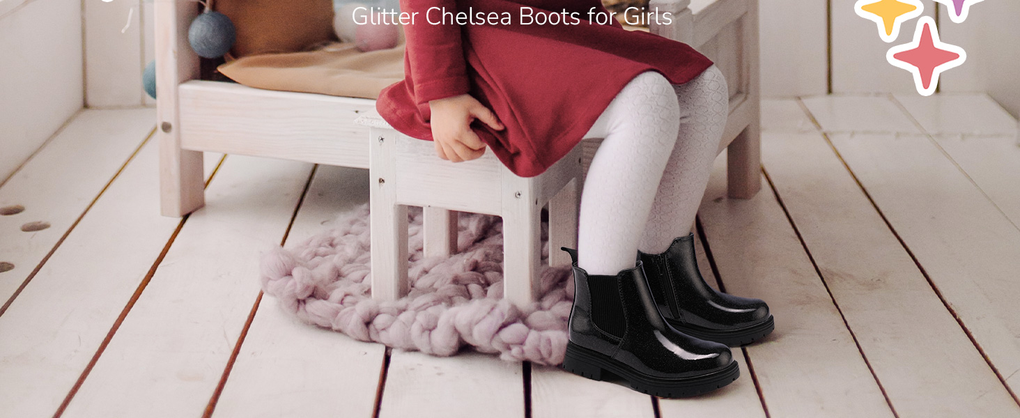 glitter Chelsea boots for girls