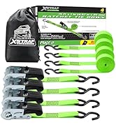 XSTRAP STANDARD Ratchet Tie Down Straps 4 Pk 15Ft- 500 Lbs Load Cap- 1500 Lb Break Strength-Cargo...