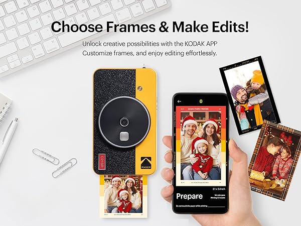 Choose frames and make edits through the free kodak photo printer app