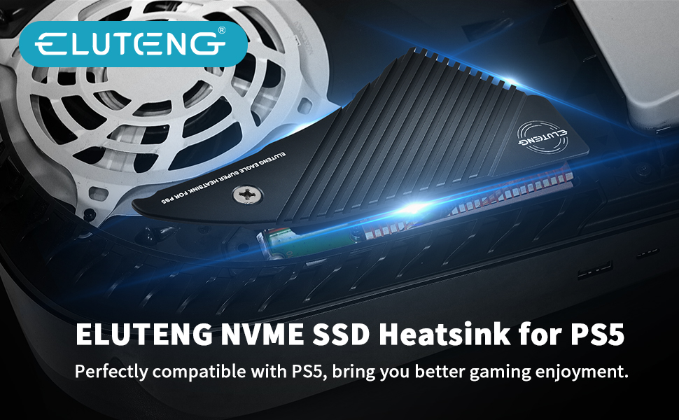 ELUTENG M2 Heatsink for PS5 NVMe SSD Aluminum Heatsink with 4 Thermal