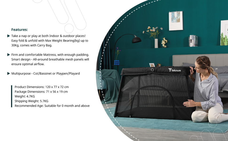 TEKNUM Portable Quick fold Playard
