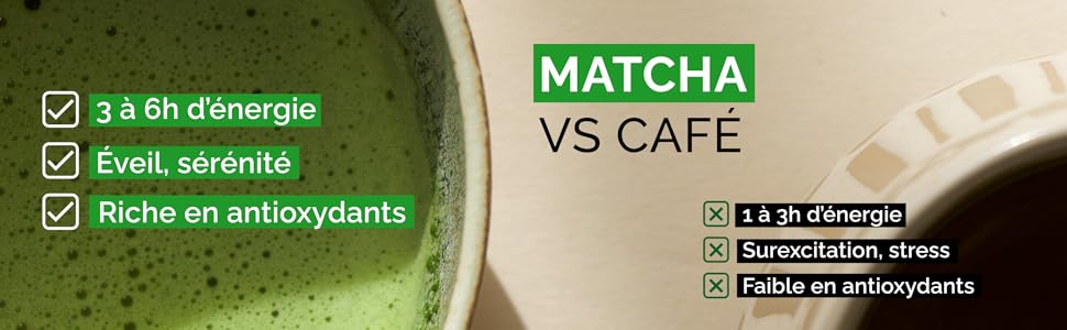 comparatif matcha vs café bienfaits