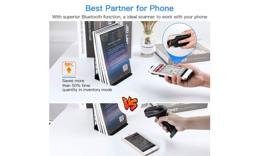 portable handheld wireless Bluetooth back clip barcode scanner