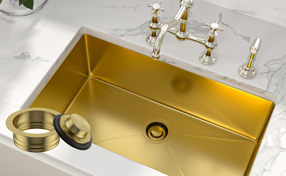 Sarlai Gold Brushed Kitchen Sink Flange, Garbage Disposal
