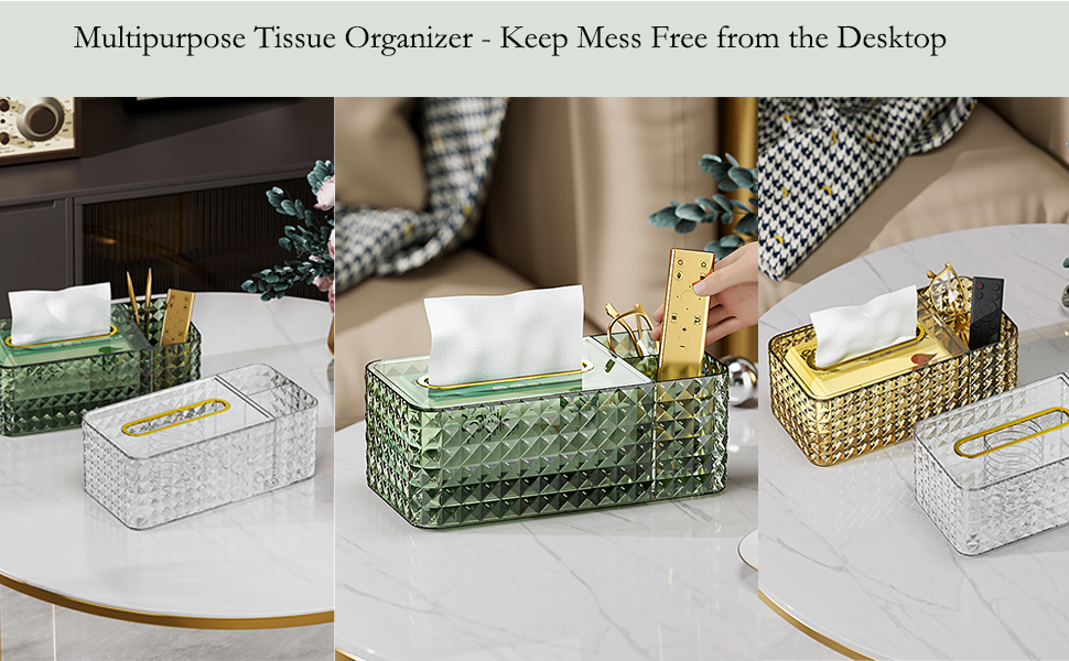 VANZAVANZU Tissue Box Cover & Desk Organizer, Exquisite