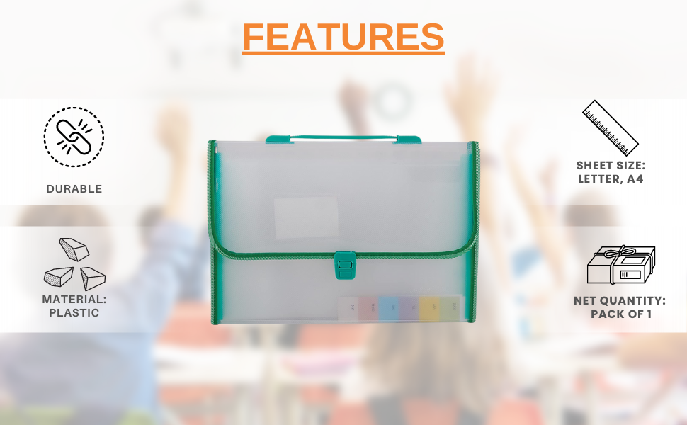 MAXJET™ Transparent 13 Pocket File Folder Filing Briefcase Portable