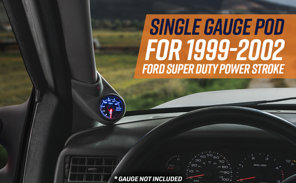 GlowShift Gray Single Pillar Gauge Pod Compatible with Ford