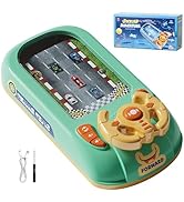 Car Racing Adventure Toy with Steering Wheel, Steering Wheel Toy with Music and Vehicle Sound, In...