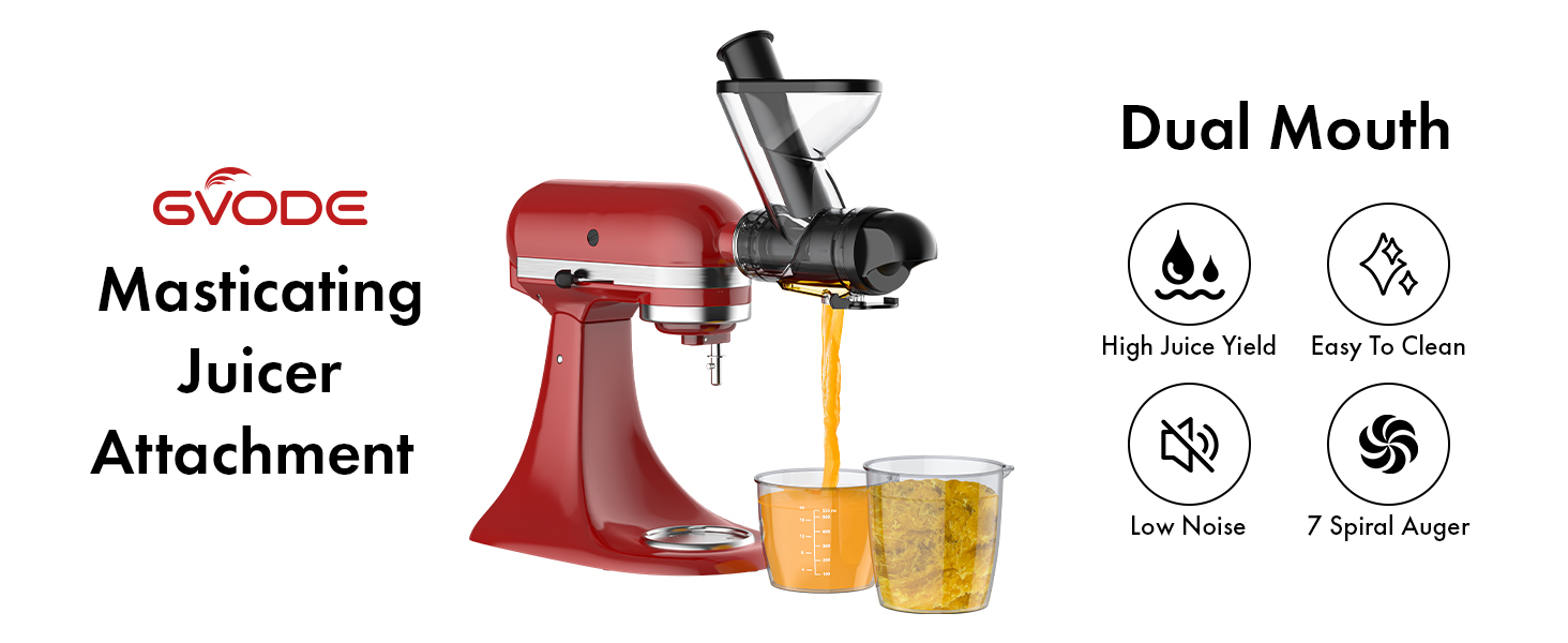 Gvode Masticating Juicer Attachment for KitchenAid Stand Mixer, Cold Press Juicer
