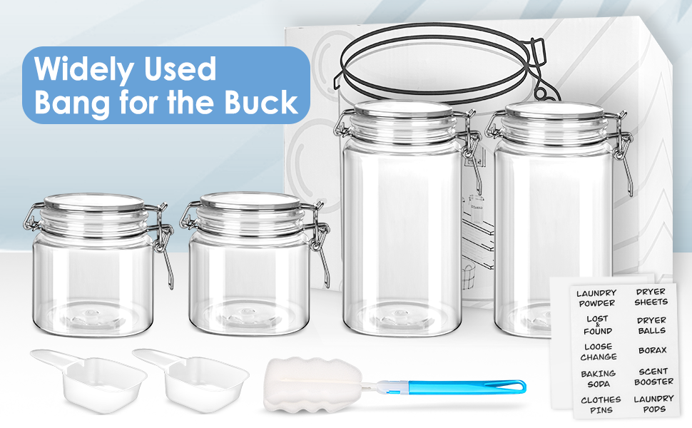 4 Laundry Room Organization Jars, Laundry Organizer