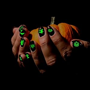 halloween nail stickers glow in the dark design full art decals bat skull polish strips wraps