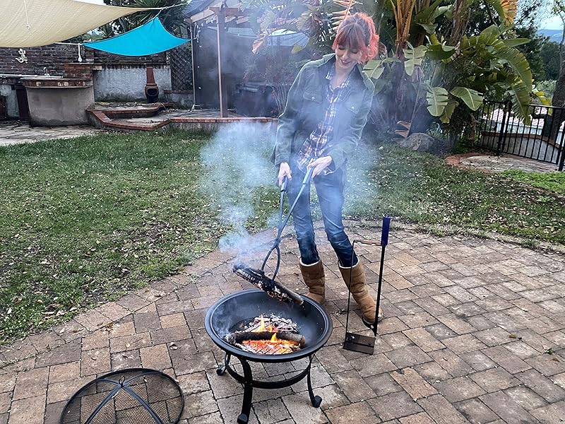 Fire Pit Tools Set with 28" Fire Poker and Log Tongs