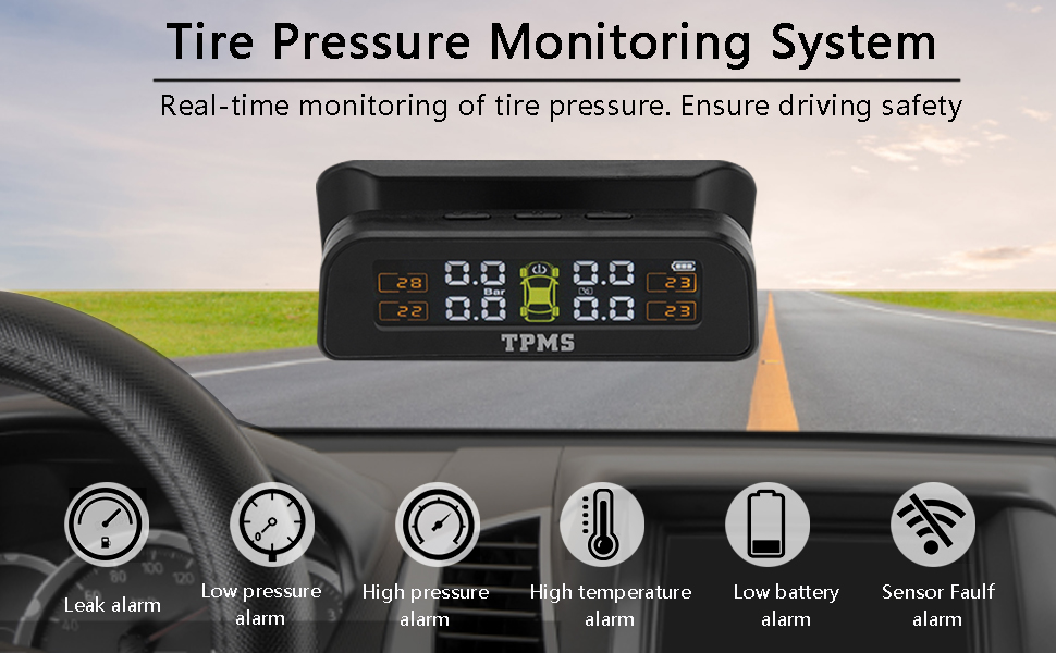 RVGIVE Tire Pressure Monitoring System,Car TPMS Solar Power