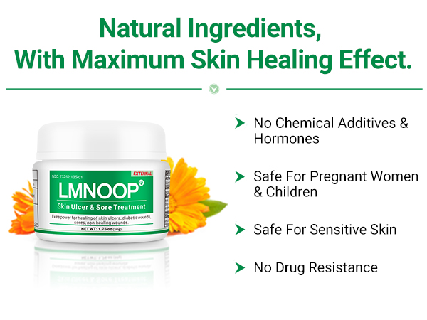 Skin Ulcer Healing Ointment, for Foot &amp; Leg &amp; Varicose &amp; Stasis Ulcers, Sores