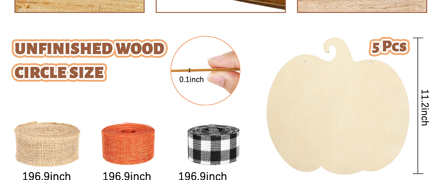 5 Pieces 11.6 Inch Thanksgiving Unfinished Wood Pumpkin Cutout