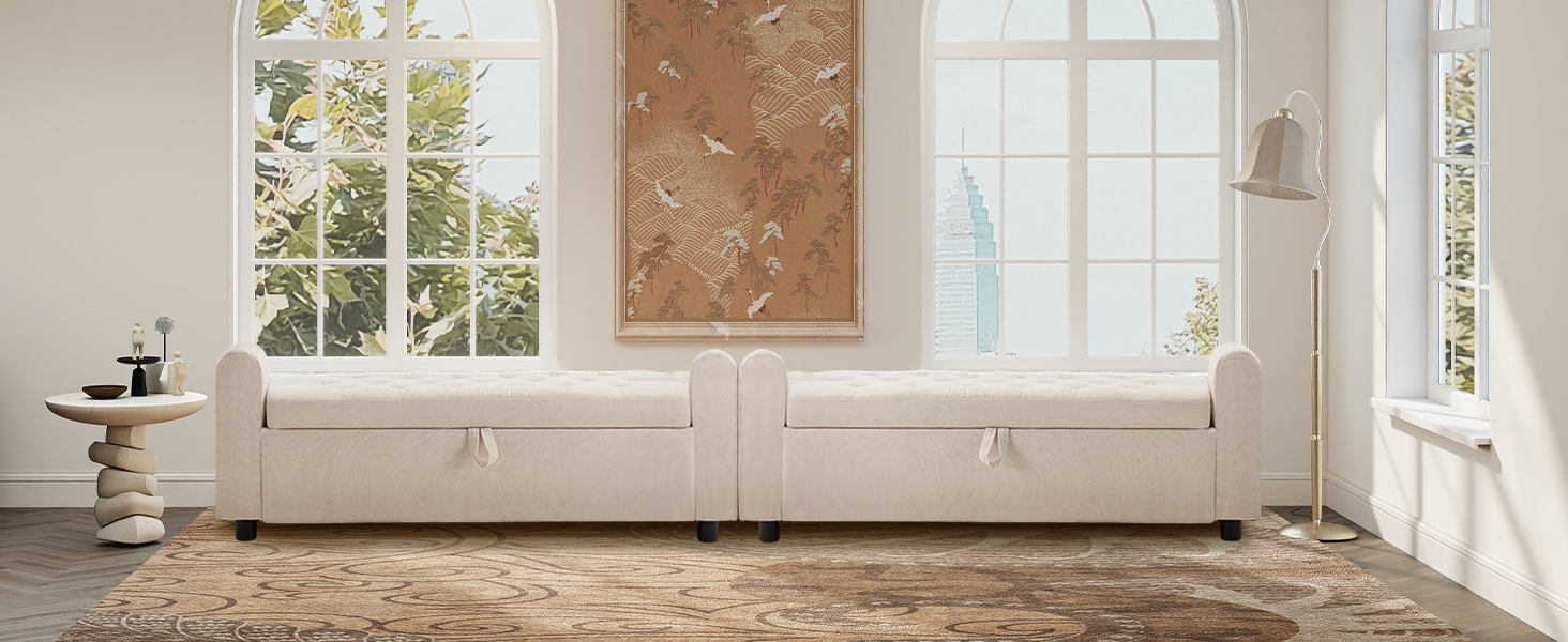 Ottoman with Storage, Tufted Storage Bench for Bedroom