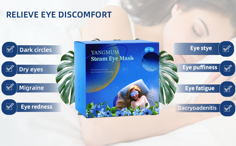 YANGMUM 20 Packs Steam Eye Masks for Dry Eyes,Unscented