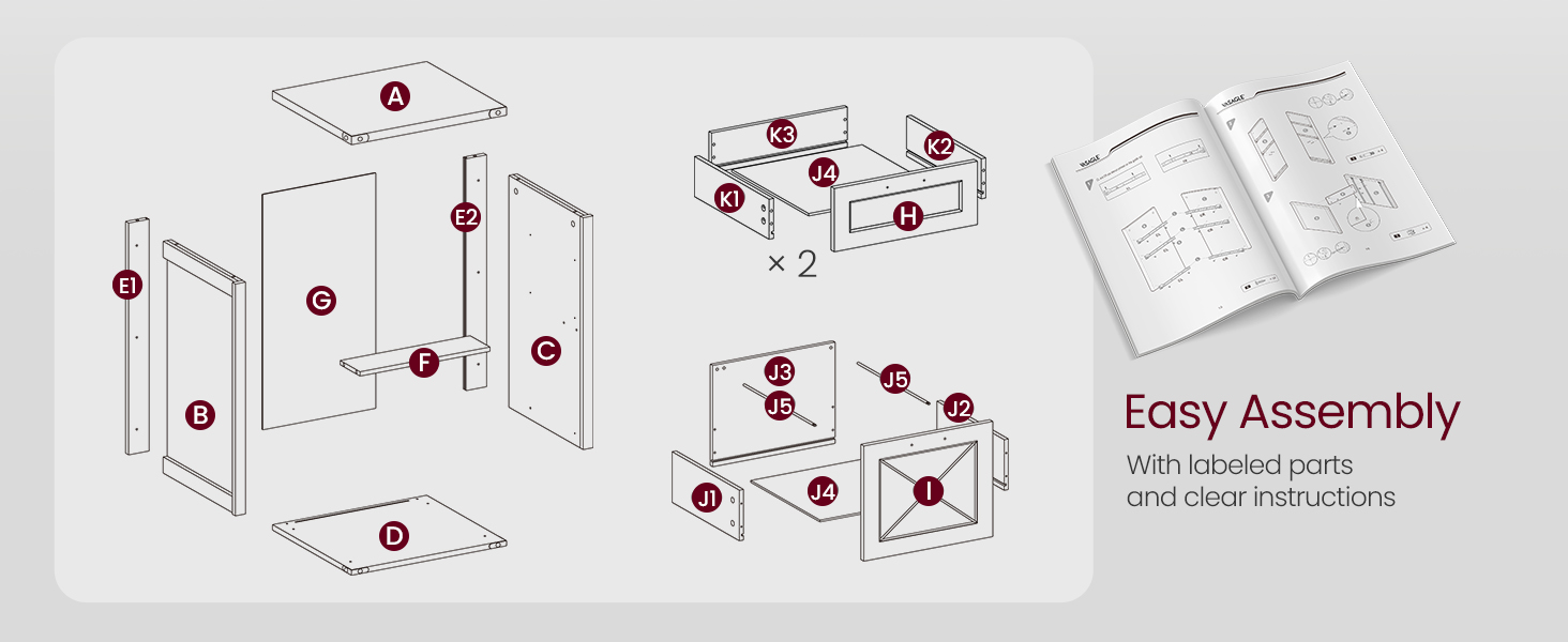 VASAGLE File Filing with 3 Drawers