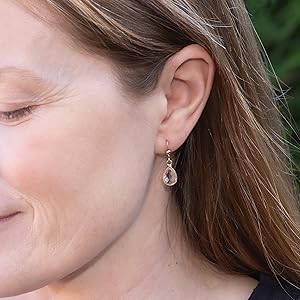 Gold Vermeil Bezeled Quartz Drop Earrings