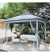 Rotihom Pop Up Gazebo 12x12 with Mosquito Netting, 4-Step Quick Setup Outdoor Gazebo Tent, Double...
