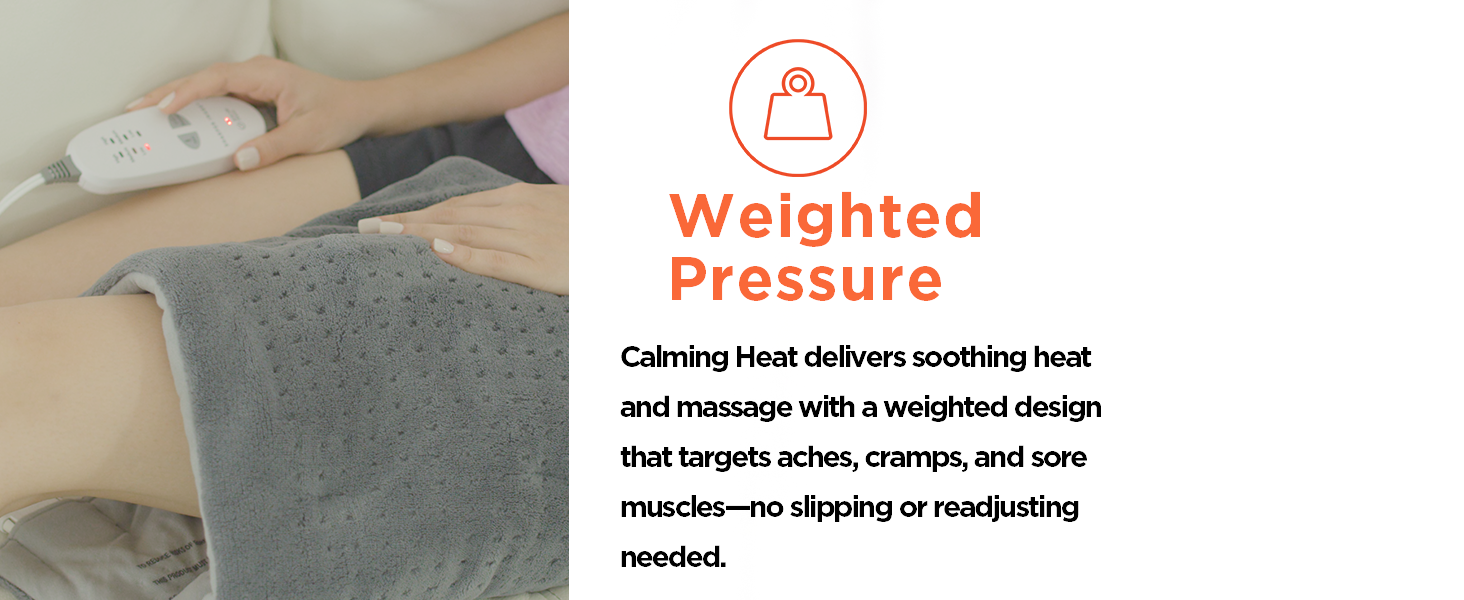 calming heat heating heated hot warm massage massager vibrations weighted weight pack knee leg