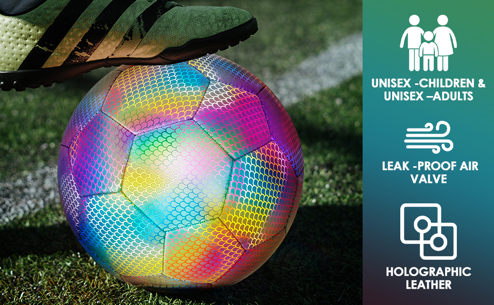 Holographic Reflective Glowing Football soccer ball