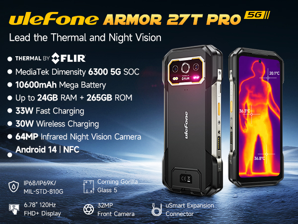 【 美 品 】Ulefone Armor 27T PRO 5G スマートフォン Ulefone Armor 27T Pro 5G Rugged Smartphone Thermal Imaging Camera