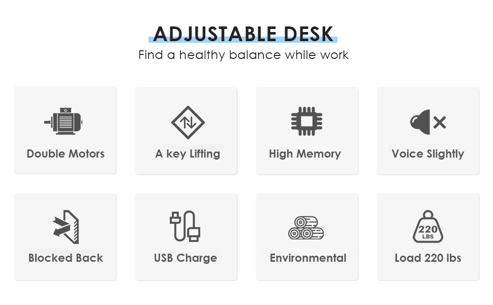 Sunon Height Adjustable 48 x 24 Inches Electric Lift Standing Desk