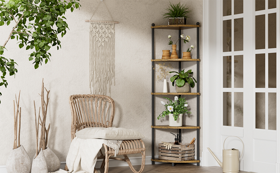 Regal mit 5 Ablagen Bücherregal Hoch Eckregal Holz Küchenregal Büroregal Lagerregal Standregal