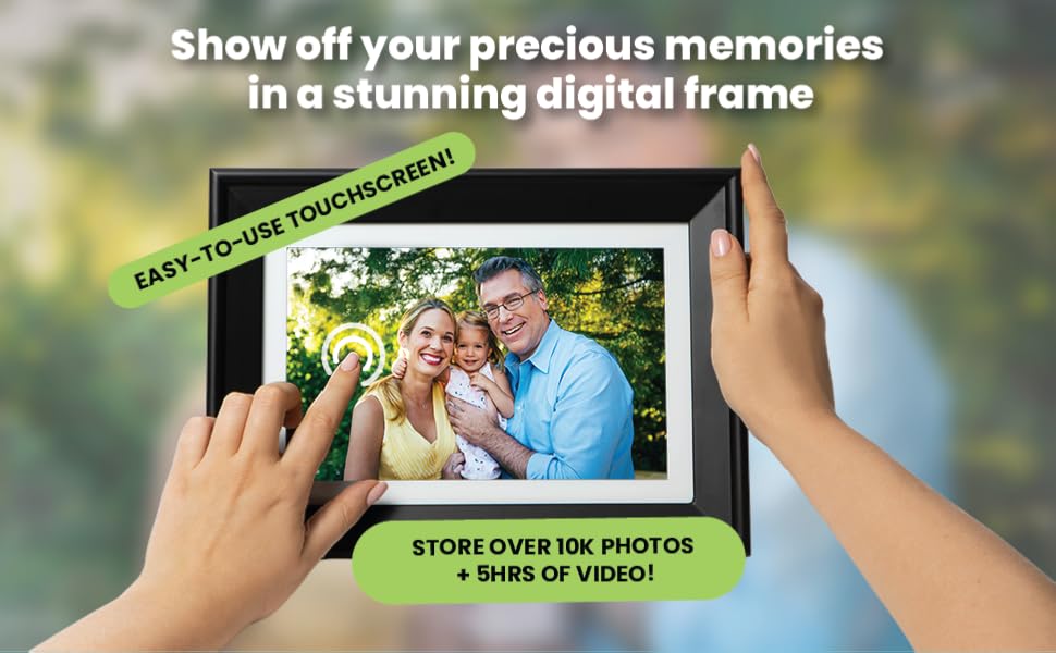 PhotoSpring Portable 10in WiFi Digital Picture Frame Black