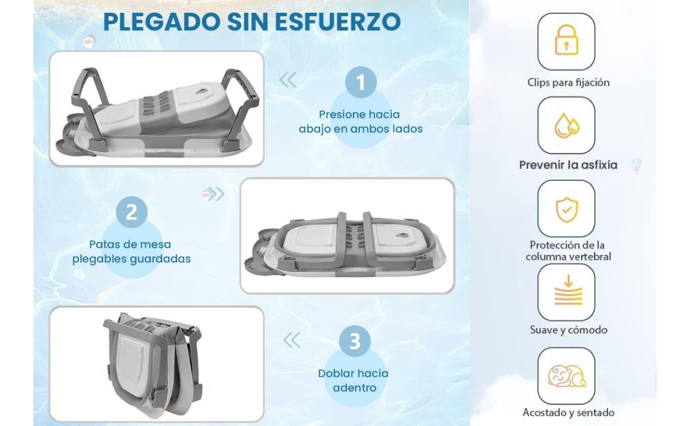 Bañera Plegable para Bebe, Tina de Baño para Bebe Cojín Antideslizante Pantalla Temperatura Bañera