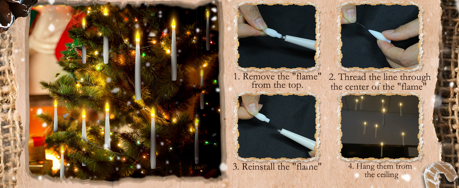 Floating Candles with Wand Christmas Decorations