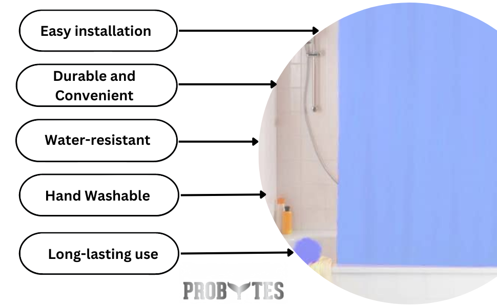 PEVA Shower Curtain Water Repellent, Mildew Resistant, 180x180cm