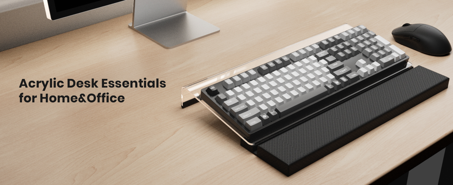 Tilted Keyboard Stand w/Wrist Rest & Storage Tray Klearlook Angle