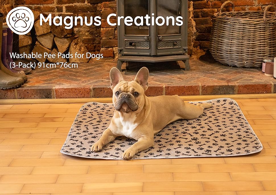 MAGNUS CREATIONS Reusable Puppy Training Pads, (3Pack) Washable Dog